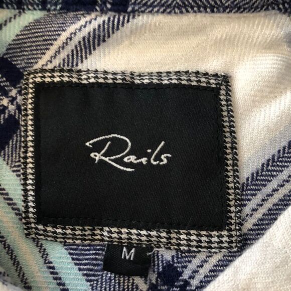 Rails Sea 🌊 Blue Plaid Perfectly Positioned Pocket ‘Flannel’ Shirt COMFY - Picture 14 of 17